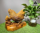 Tượng Gà Phong Thủy Gỗ Hương Cao 25 Ngang 30 Sâu 15 (cm)