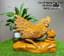 Tượng Gà Phong Thủy Gỗ Hương Cao 25 Ngang 30 Sâu 15 (cm)