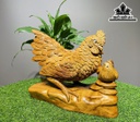 Tượng Gà Phong Thủy Gỗ Hương Cao 25 Ngang 30 Sâu 15 (cm)