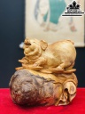 Tượng Heo Phong Thủy Gỗ Pơ Mu Cao 25 Ngang 26 Sâu 21 (cm)