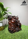 Tượng Phật Di Lặc Kéo Bao Tiền Gỗ Trắc Cao 19 Ngang 18 Sâu 10 (cm)