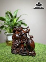Tượng Phật Di Lặc Kéo Bao Tiền Gỗ Trắc Cao 19 Ngang 18 Sâu 10 (cm)