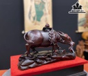 Tượng Tiểu Đồng Thổi Sáo Gỗ Trắc Cao 26 Ngang 42 Sâu 17 (cm)