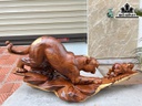 Tượng Báo Săn Thỏ Gỗ Cẩm Cao 35 Ngang 80 Sâu 22 (cm)