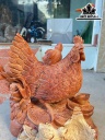 Tượng Gà Phong Thủy Gỗ Hương Cao 32 Ngang 32 Sâu 23 (cm)