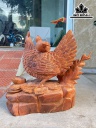 Tượng Gà Phong Thủy Gỗ Hương Cao 32 Ngang 32 Sâu 23 (cm)