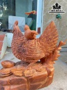 Tượng Gà Phong Thủy Gỗ Hương Cao 32 Ngang 32 Sâu 23 (cm)