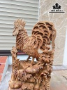 Tượng Gà Trống Gỗ Ngọc Am Cao 78 Ngang 42 Sâu 22 (cm)
