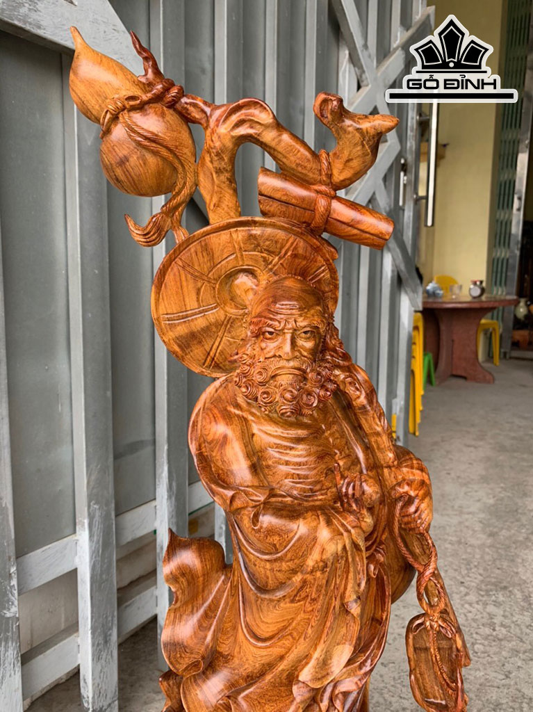 Tượng Đạt Ma Sư Tổ Gỗ Hương Cao 75 Ngang 43 Sâu 19 (cm)