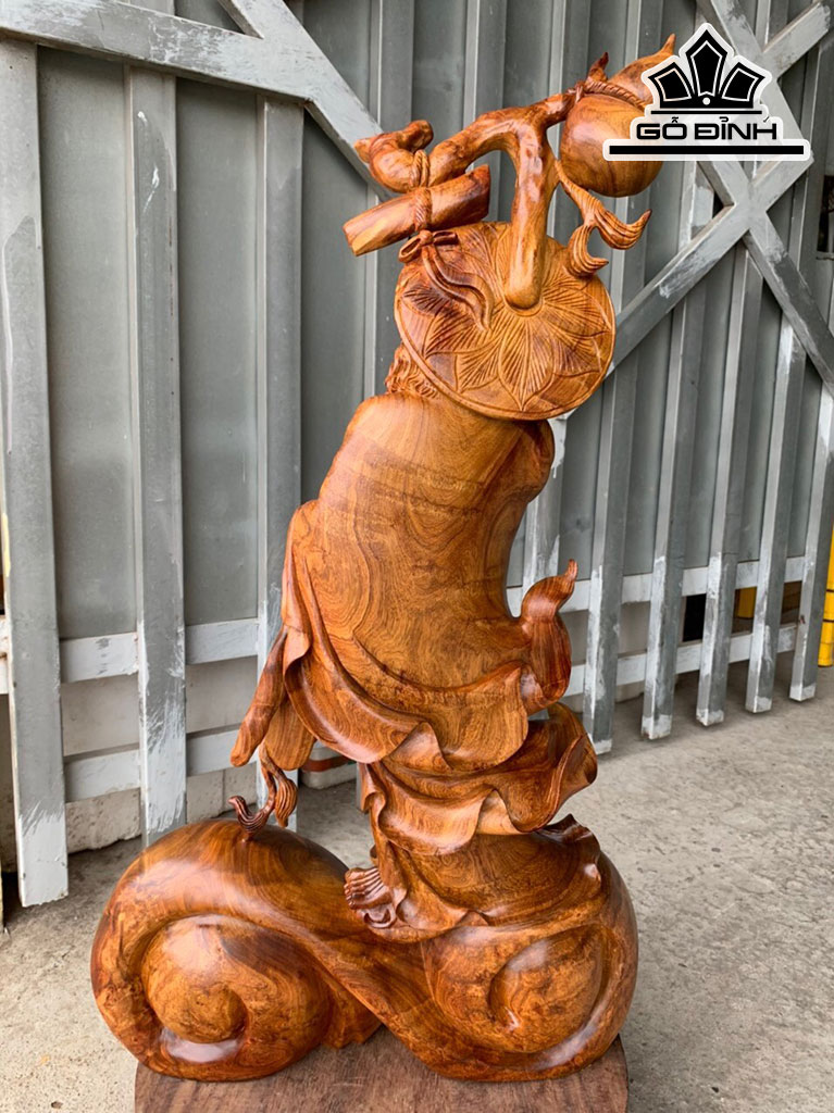 Tượng Đạt Ma Sư Tổ Gỗ Hương Cao 75 Ngang 43 Sâu 19 (cm)