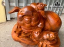 Tượng Heo Mẫu Tử Gỗ Hương Ngang 50 Cao 34 Sâu 48 (cm)