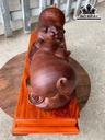 Tượng Heo Phong Thủy Gỗ Cẩm Ngang 39 Cao 13 Sâu 13 (cm)