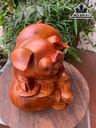 Tượng Heo Phong Thủy Gỗ Hương Ngang 28 Cao 23 Sâu 20 (cm)