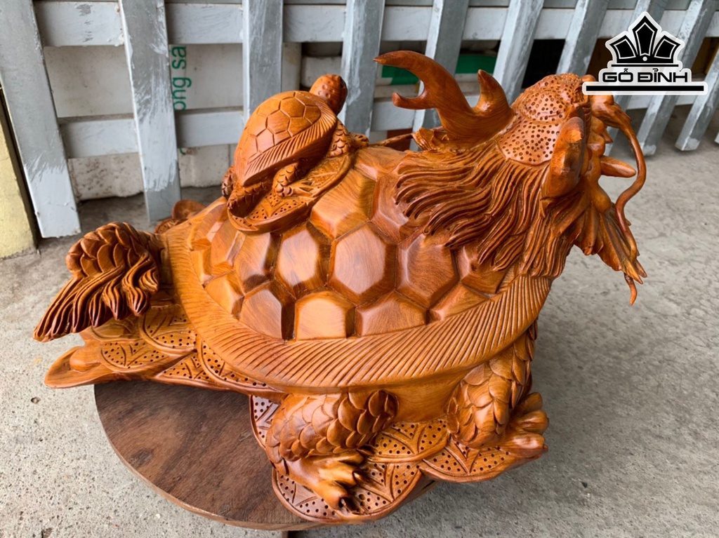 Tượng Long Quy Gỗ Hương Ngang 50 Cao 31 Sâu 33 (cm)