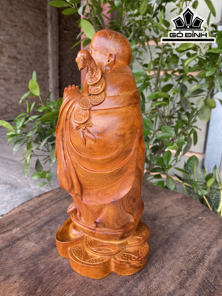 Tượng Phật Di Lặc Chúc Phúc Gỗ Hương Cao 30 Ngang 14 Sâu 13 (cm)