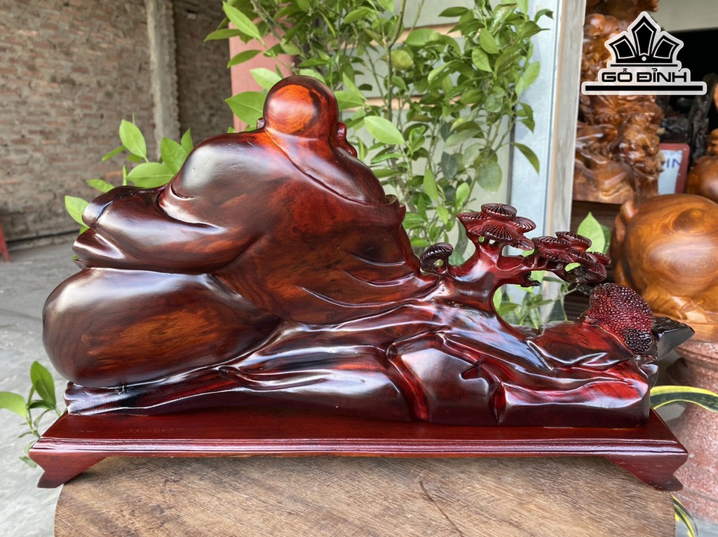 Tượng Phật Di Lặc Gỗ Trắc Ngang 17 Cao 9 Sâu 10 (cm)