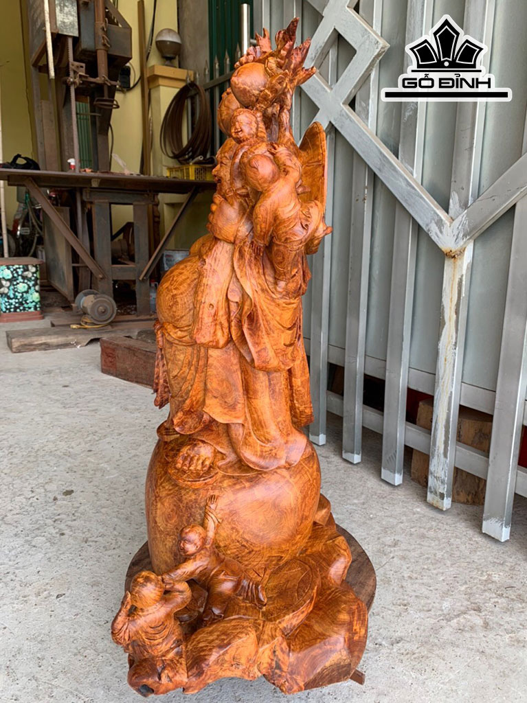 Tượng Phật Di Lặc Ngũ Phúc Gỗ Nu Hương Cao 83 Ngang 62 Sâu 31 (cm)