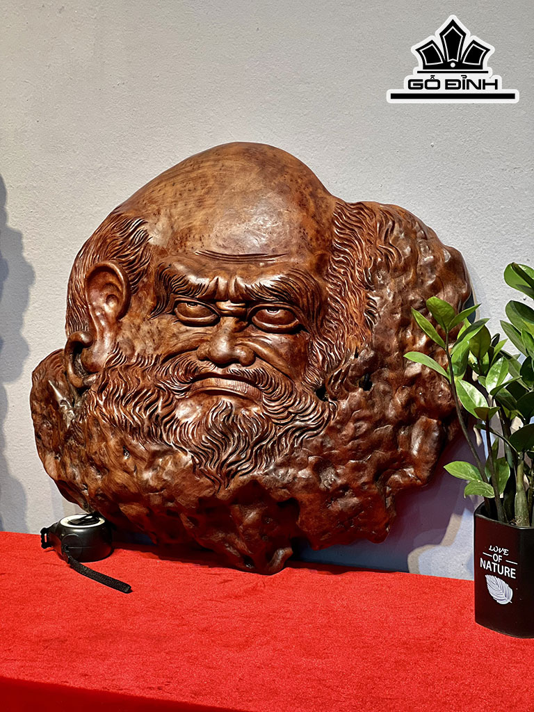 Diện Đạt Ma Gỗ Xá Xị Cao 52 Ngang 46 Sâu 10 (cm)