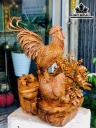 Tượng Gà Phong Thủy Gỗ Hương Cao 62 Ngang 53 Sâu 42 (cm)