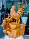 Tượng Gà Phong Thủy Gỗ Hương Cao 62 Ngang 53 Sâu 42 (cm)