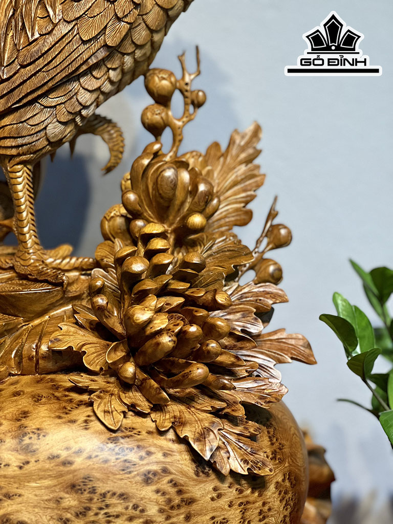 Tượng Gà Trống Phong Thủy Gỗ Nu Ngọc Am Cao 76 Ngang 42 Sâu 38 (cm)