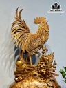 Tượng Gà Trống Phong Thủy Gỗ Nu Ngọc Am Cao 76 Ngang 42 Sâu 38 (cm)