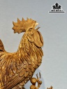 Tượng Gà Trống Phong Thủy Gỗ Nu Ngọc Am Cao 76 Ngang 42 Sâu 38 (cm)
