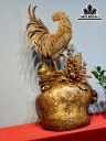 Tượng Gà Trống Phong Thủy Gỗ Nu Ngọc Am Cao 76 Ngang 42 Sâu 38 (cm)