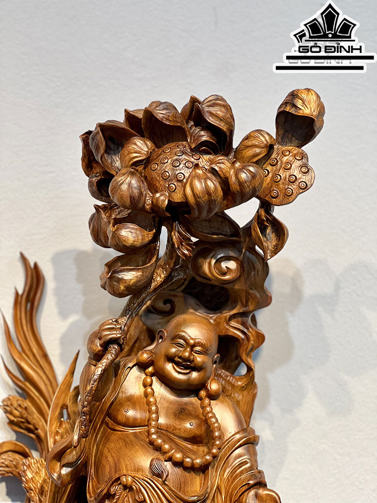 Tượng Phật Di Lặc Gỗ Bách Xanh Cao 93 Ngang 70 Sâu 48 (cm)