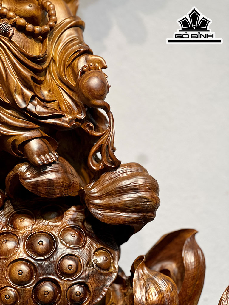 Tượng Phật Di Lặc Gỗ Bách Xanh Cao 93 Ngang 70 Sâu 48 (cm)