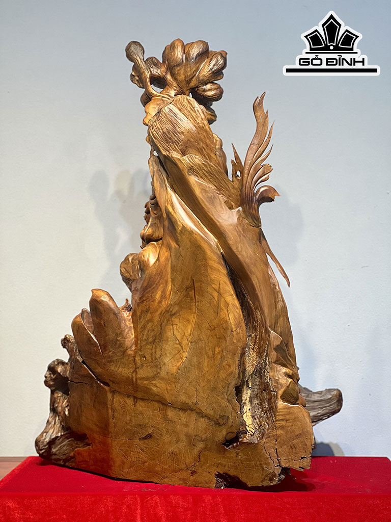 Tượng Phật Di Lặc Gỗ Bách Xanh Cao 93 Ngang 70 Sâu 48 (cm)