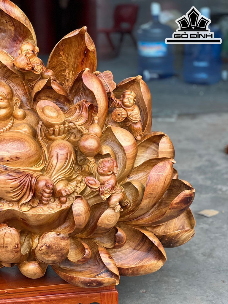 Tượng Phật Di Lặc Gỗ Hương Cao 75 Ngang 110 Sâu 50 (cm)