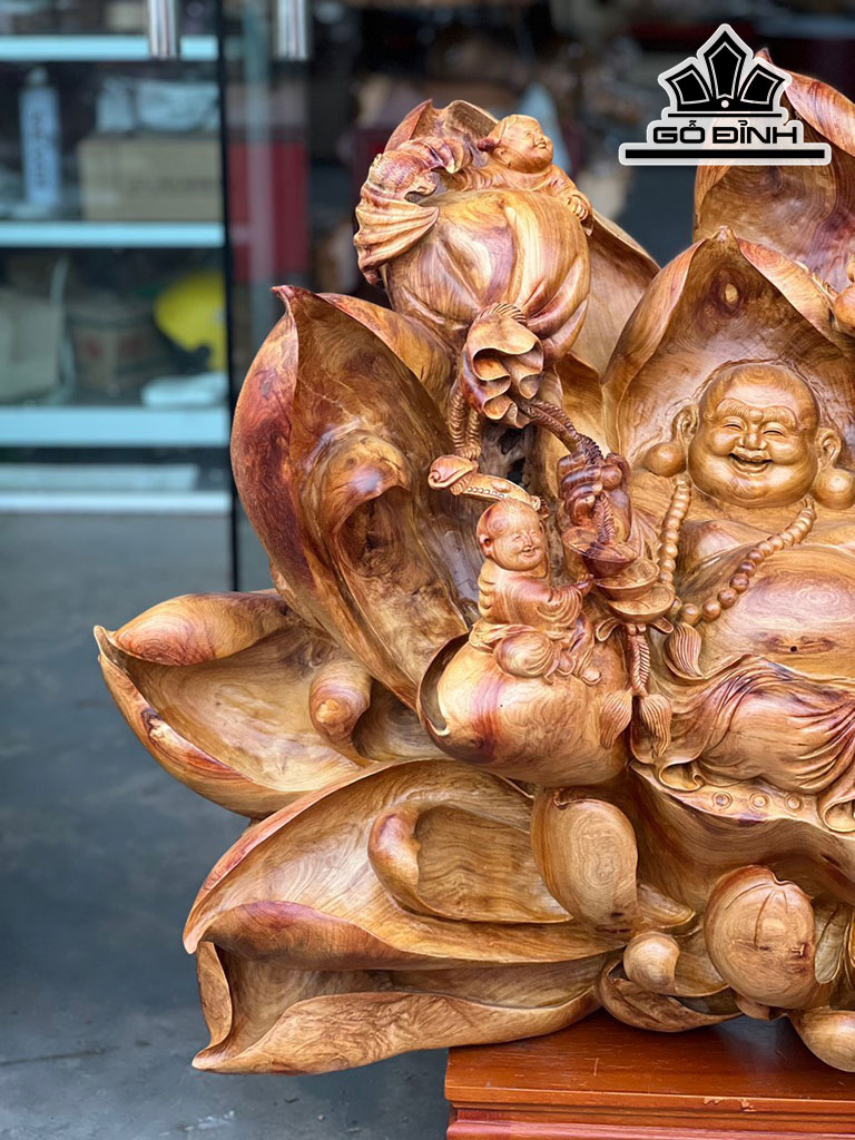 Tượng Phật Di Lặc Gỗ Hương Cao 75 Ngang 110 Sâu 50 (cm)