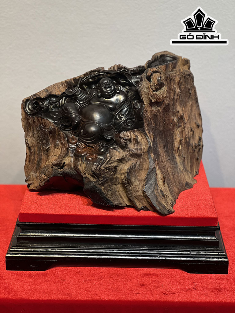 Tượng Phật Di Lặc Gỗ Mít Cao 20 Ngang 30 Sâu 20 (cm)