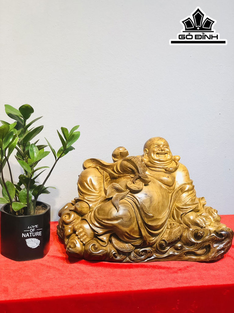Tượng Phật Di Lặc Gỗ Sưa Cao 28 Ngang 40 Sâu 22 (cm)
