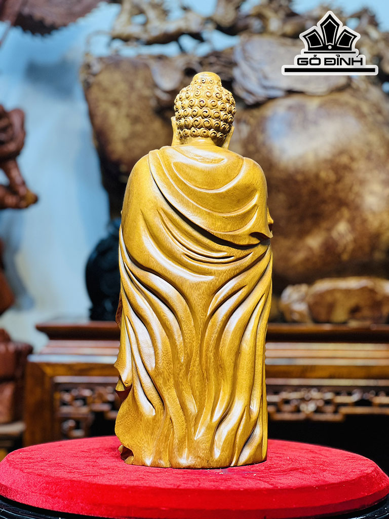 Tượng Phật Tổ Gỗ Mít Cao 43 Ngang 18 Sâu 18 (cm)