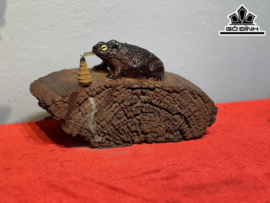 Tượng Thiềm Thừ Gỗ Trắc Cao 14 Ngang 25 Sâu 14 (cm)