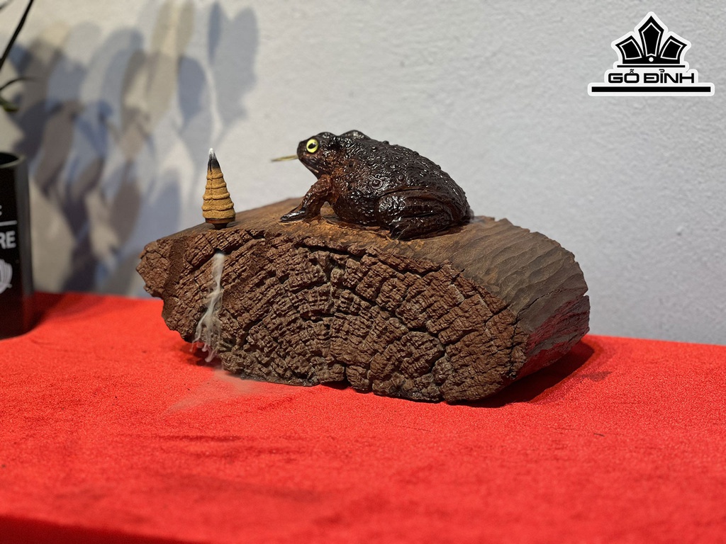 Tượng Thiềm Thừ Gỗ Trắc Cao 14 Ngang 25 Sâu 14 (cm)