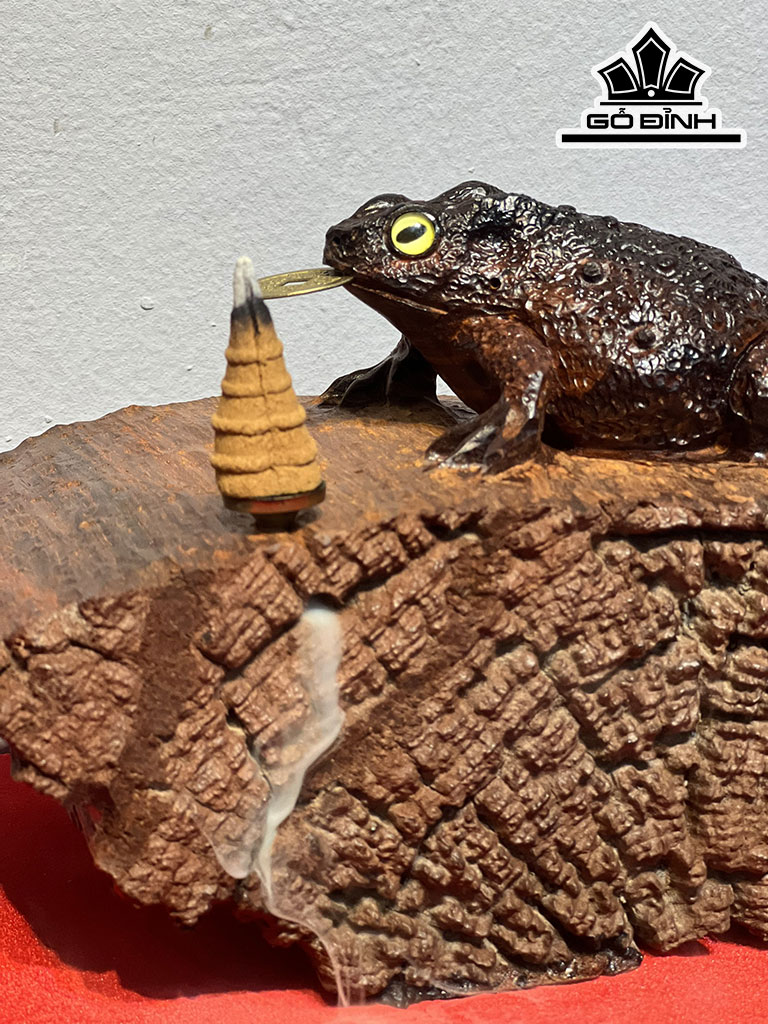 Tượng Thiềm Thừ Gỗ Trắc Cao 14 Ngang 25 Sâu 14 (cm)