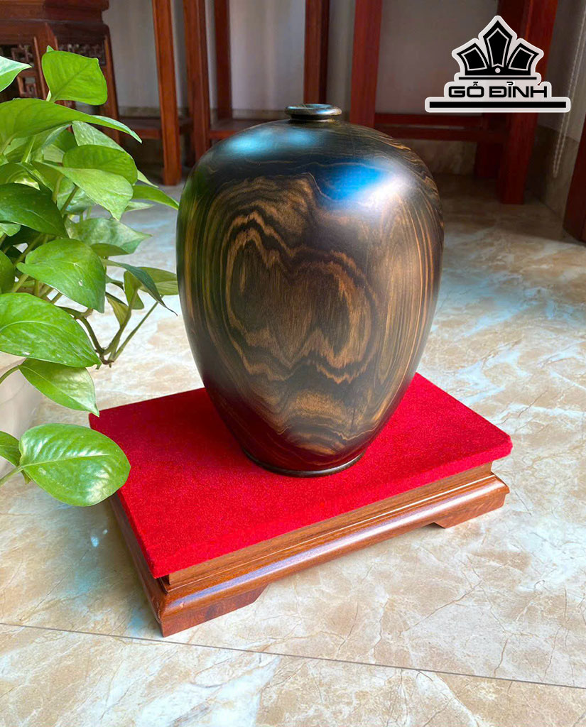 Bình Phú Quý Gỗ Mun Hoa Cao 23 Đường Kính 18 (cm)