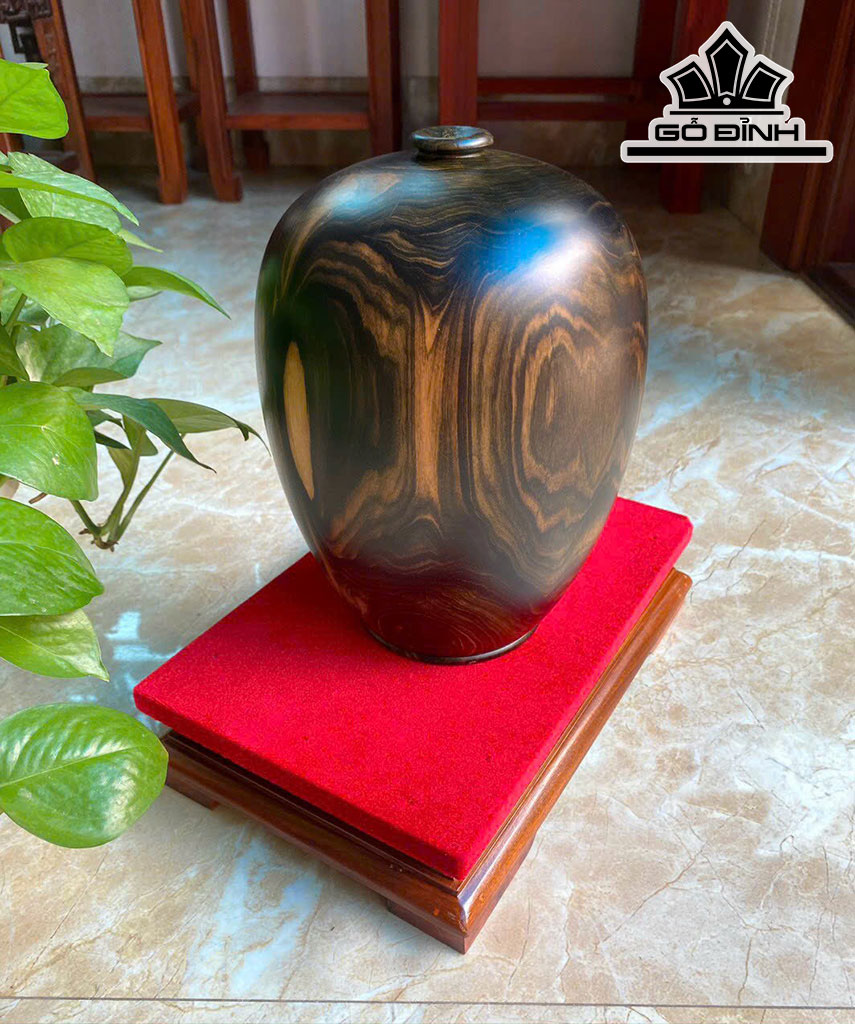 Bình Phú Quý Gỗ Mun Hoa Cao 23 Đường Kính 18 (cm)