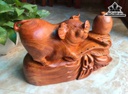 Tượng Heo Phong Thủy Gỗ Hương Cao 25 Ngang 38 Sâu 15 (cm)