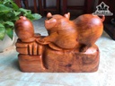 Tượng Heo Phong Thủy Gỗ Hương Cao 25 Ngang 38 Sâu 15 (cm)