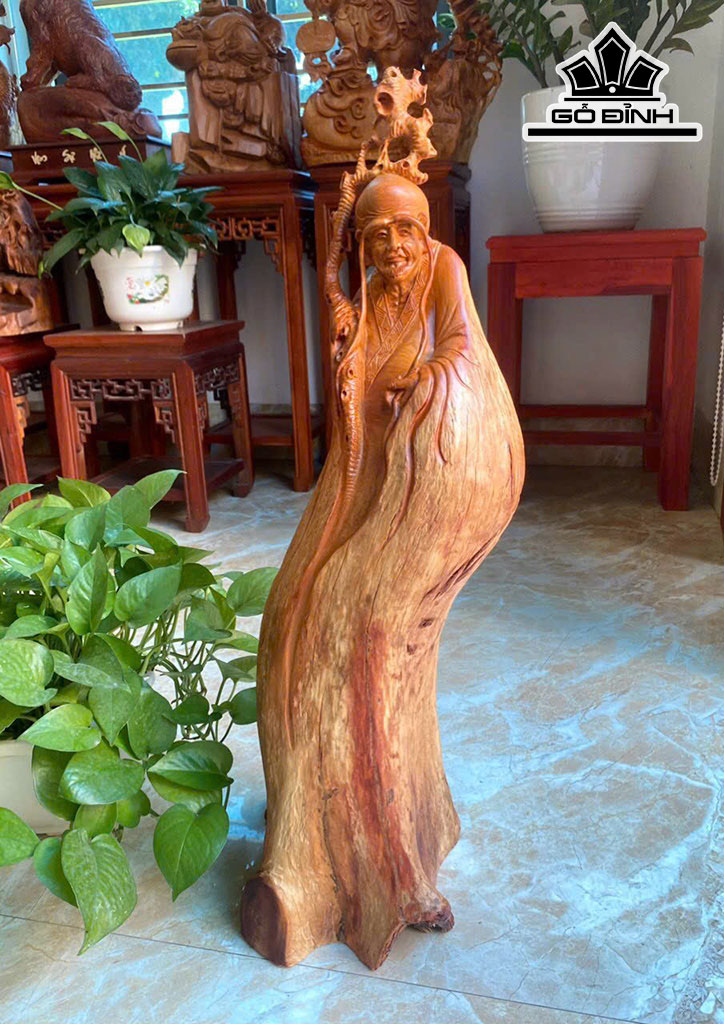 Tượng La Hán Trường My Gỗ Hương Cao 66 Ngang 25 Sâu 22 (cm)