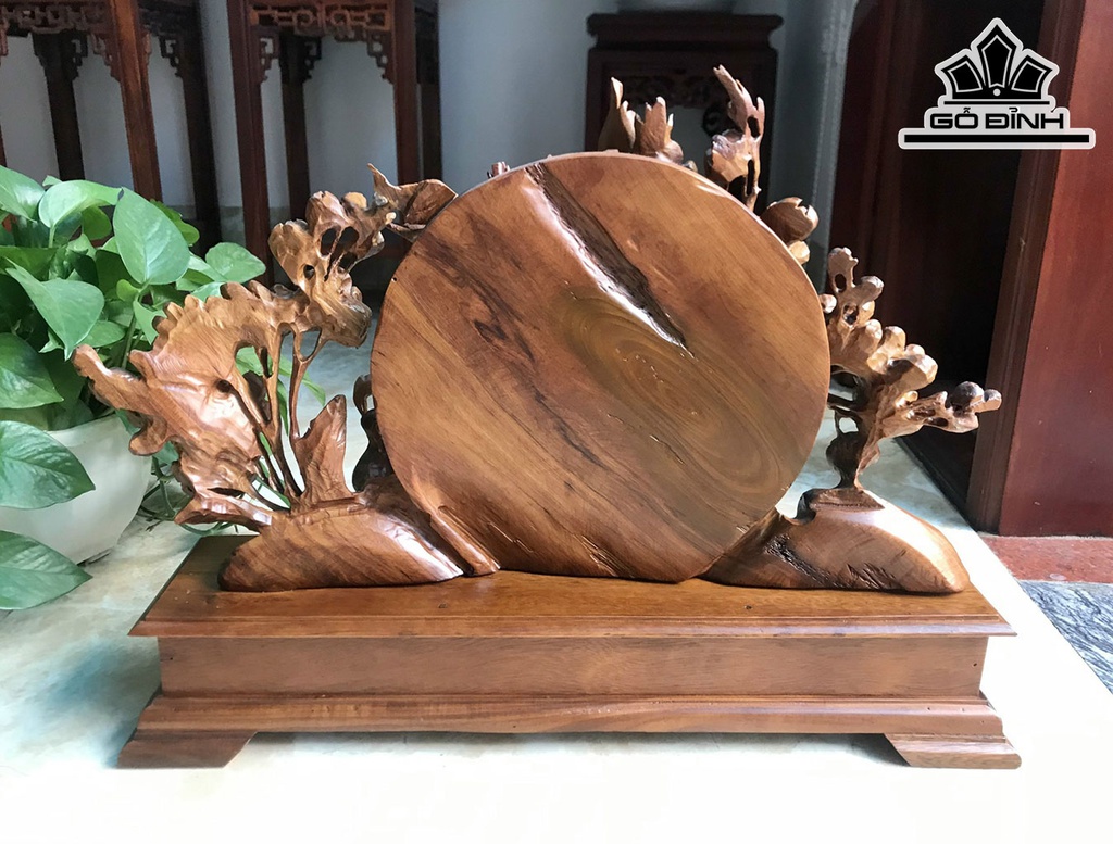 Tượng Phu Thê Viên Mãn Gỗ Bách Xanh Cao 41 Ngang 55 Sâu 10 (cm)