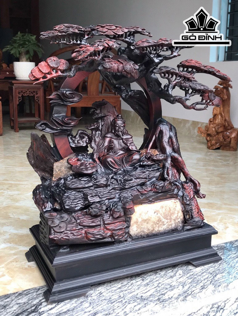 Tượng Thần Trà Gỗ Trắc Cao 68 Ngang 63 Sâu 28 (cm)