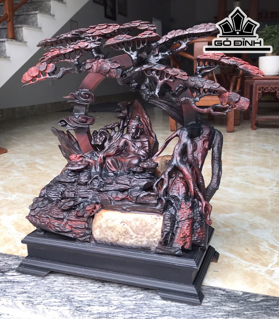 Tượng Thần Trà Gỗ Trắc Cao 68 Ngang 63 Sâu 28 (cm)