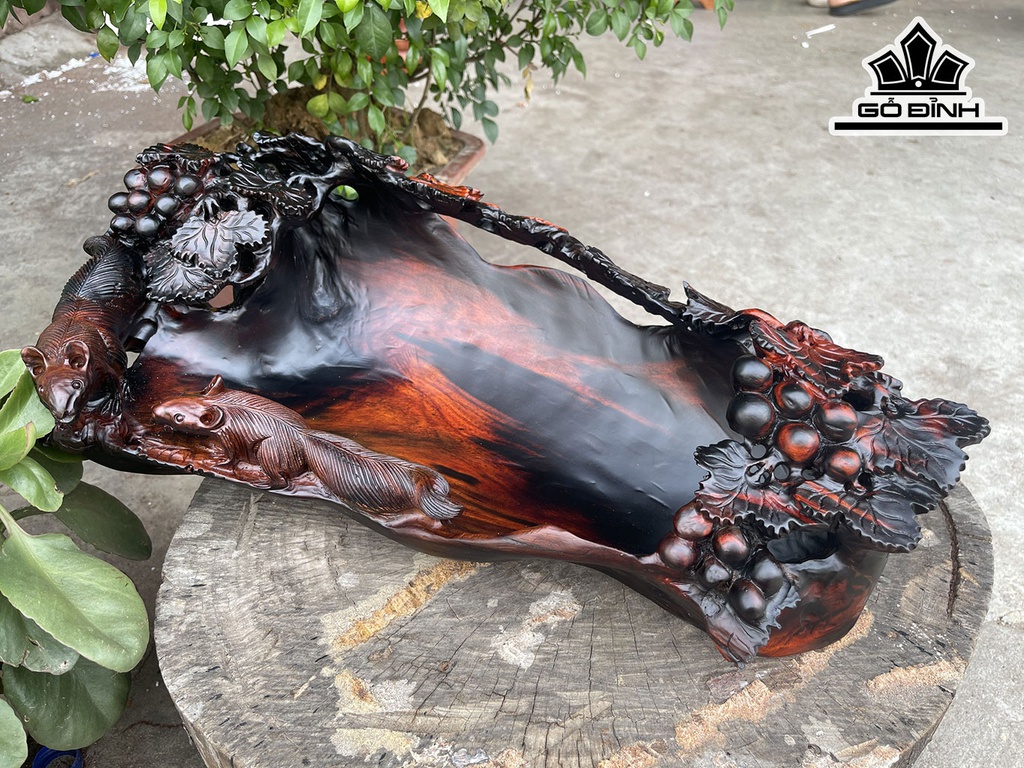 Khay Trà Gỗ Trắc Cao 18 Ngang 40 Sâu 25 (cm)