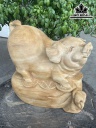 Tượng Heo Phong Thủy Gỗ Ngọc Am Cao 30 Ngang 30 Sâu 20 (cm)