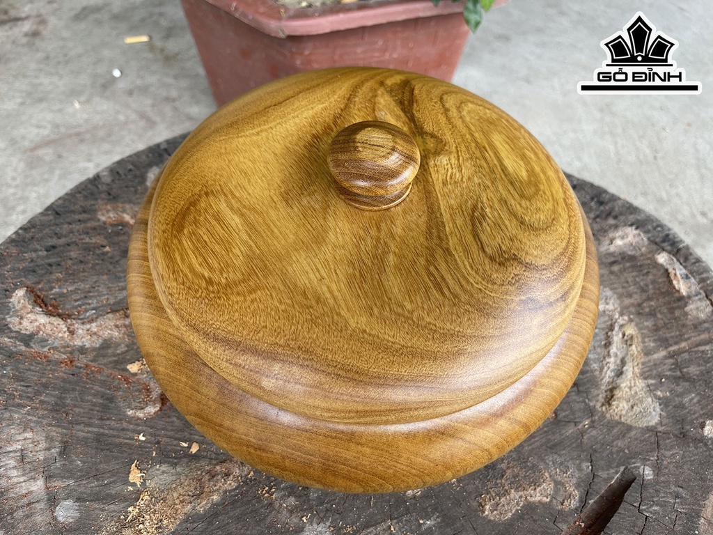 Thố Gỗ Cẩm Vàng Cao 9 Đường Kính 23 (cm)